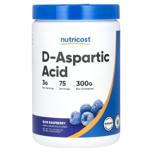 뉴트리코스트 Nutricost, D-아스파르트산, 블루 라즈베리, 300g(10.7oz) 상세 이미지