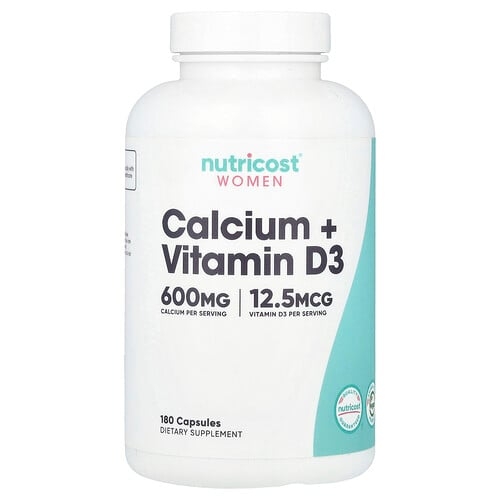 뉴트리코스트 Nutricost, 여성, 칼슘 + 비타민D3, 캡슐 180정 상세 이미지
