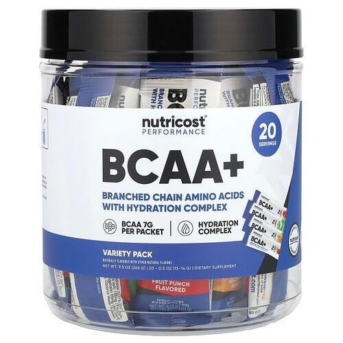 뉴트리코스트 Nutricost, 기능성, BCAA+, 버라이어티 팩, 20팩, 각 13~14g(0.5oz) 상세 이미지