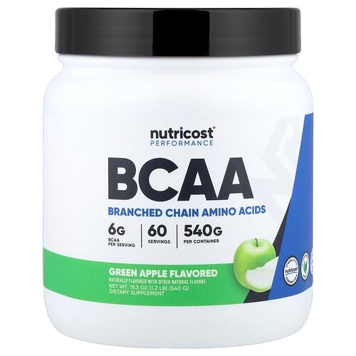 뉴트리코스트 Nutricost, 운동 능력, BCAA, 그린 애플, 540g(1.2lb) 상세 이미지