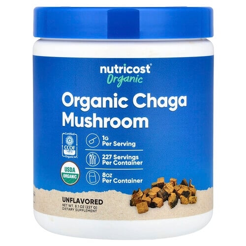 뉴트리코스트 Nutricost, 유기농 차가버섯, 무맛, 227g(8.1oz) 상세 이미지