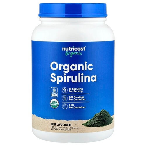 뉴트리코스트 Nutricost, 유기농 스피룰리나, 무맛, 907g(32.4oz) 상세 이미지