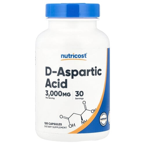 뉴트리코스트 Nutricost, D-아스파르트산, 캡슐 120정(캡슐 1정당 750mg) 상세 이미지