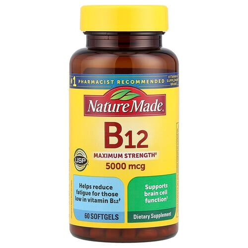 네이쳐메이드 Nature Made, 비타민B12, 맥시멈 스트렝스, 5,000mcg, 소프트젤 60정 상세 이미지