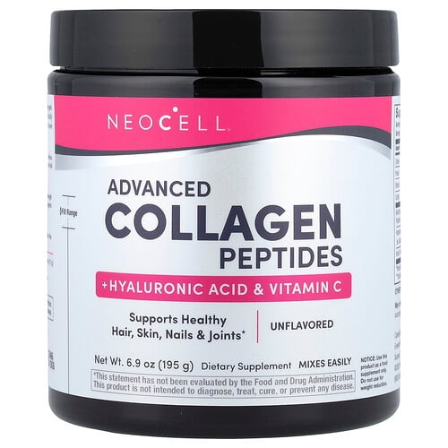 네오셀 NeoCell, 어드밴스드 콜라겐 펩타이드 + 히알루론산 및 비타민C, 무맛, 195g(6.9oz) 상세 이미지