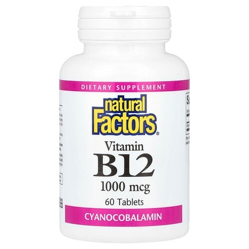 네츄럴 펙터스 Natural Factors, 비타민B12, 1,000 mcg, 60정 상세 이미지