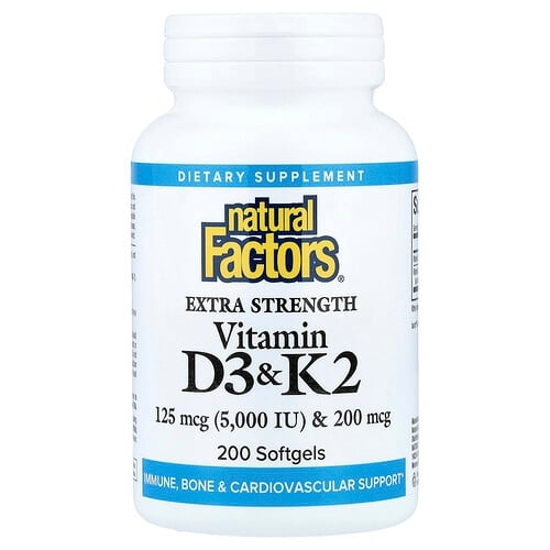 네츄럴 펙터스 Natural Factors, 비타민D3 & K2, 소프트젤 200정 상세 이미지