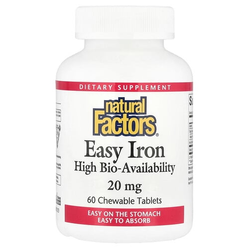 네츄럴 펙터스 Natural Factors, Easy Iron, 20mg, 츄어블 60정 상세 이미지