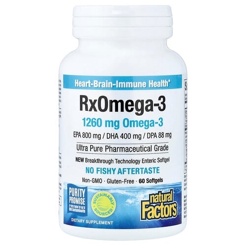 네츄럴 펙터스 Natural Factors, Rx오메가-3, 소프트젤 60정(소프트젤 1정당 630mg) 상세 이미지