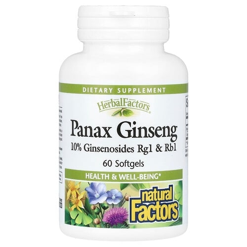 네츄럴 펙터스 Natural Factors, HerbalFactors, 인삼, 100mg, 소프트젤 60정 상세 이미지