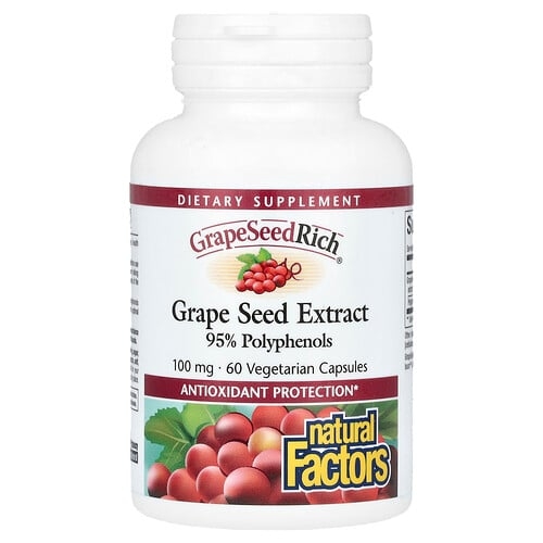 네츄럴 펙터스 Natural Factors, 포도 씨추출물, 100mg, 베지 캡슐 60정 상세 이미지