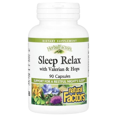 네츄럴 펙터스 Natural Factors, Herbal Factors®, 발레리안과 홉 성분이 함유된 수면 유도제, 캡슐 90정 상세 이미지