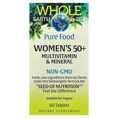 네츄럴 펙터스 Natural Factors, Whole Earth & Sea®, 50세 이상 여성용 종합비타민 및 미네랄, 60정 상세 이미지