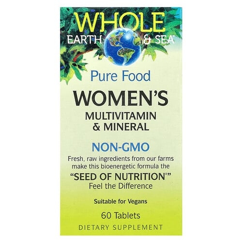네츄럴 펙터스 Natural Factors, Whole Earth & Sea®, 여성용 종합비타민 및 미네랄, 60정 상세 이미지