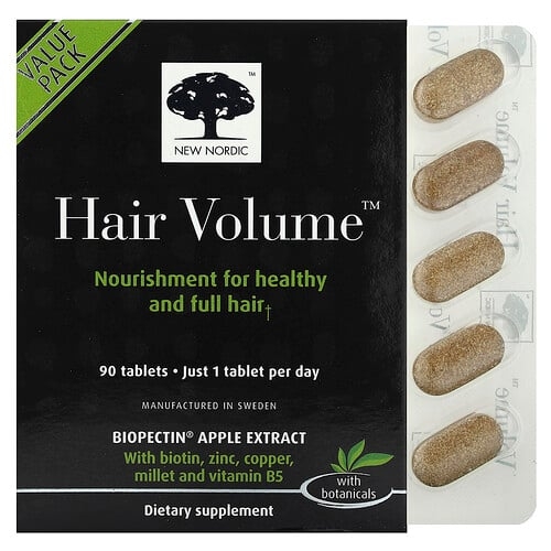 뉴 노르딕 US New Nordic, 바이오펙틴 사과 추출물 함유 Hair Volume, 90정 상세 이미지