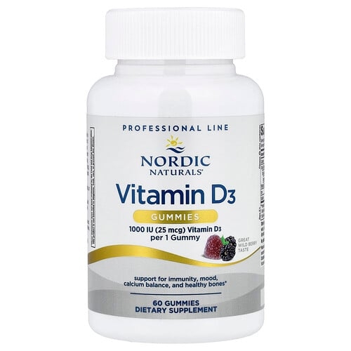 노르딕 네츄럴 프로페셔날 Nordic Naturals, 비타민D3 구미젤리, 야생 베리, 60IU, 구미젤리 60개 상세 이미지
