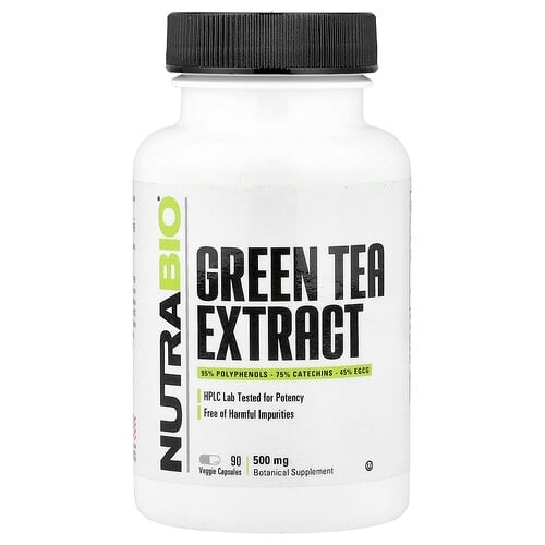 NutraBio, 녹차 추출물, 500mg, 베지 캡슐 90정 상세 이미지
