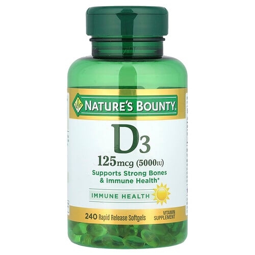 네이쳐스 바우티 Nature's Bounty, 비타민D3, 125mcg(5,000IU), 속방형 소프트젤 240정 상세 이미지