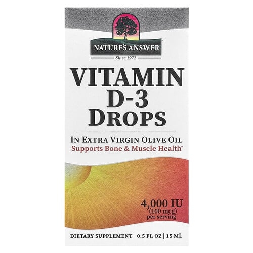 네이쳐스 엔서 Nature's Answer, 비타민D-3 드롭스, 100mcg(4,000IU), 15ml(0.5fl oz) 상세 이미지