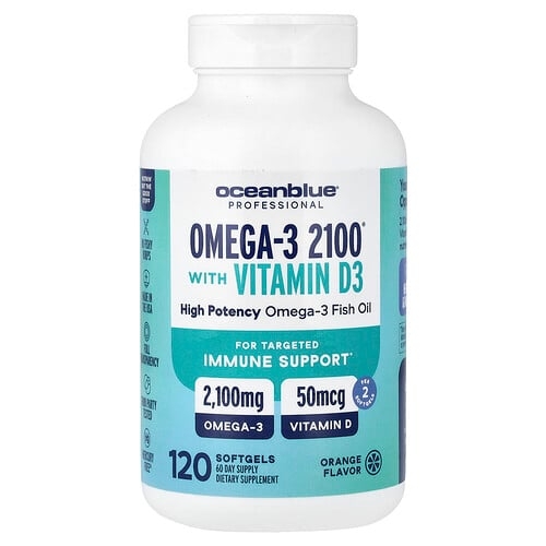 오션 블루 OceanBlue, 프로페셔널, Omega-3 2100®, 비타민D 함유, 오렌지 맛, 소프트젤 120정 상세 이미지