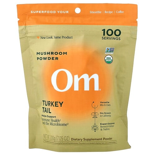 옴 머시룸즈 Om Mushrooms, 버섯 분말, 구름버섯 분말, 200g(7.05oz) 상세 이미지