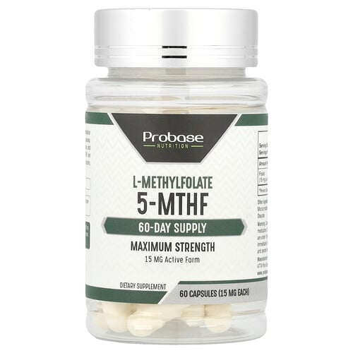 프로베이스 뉴트리션 Probase Nutrition, l-메틸엽산 5-MTHF, 15mg, 캡슐 60정 상세 이미지