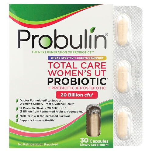 프로불린 Probulin, 토탈 케어 여성용 UT 프로바이오틱 + 프리바이오틱 및 포스트바이오틱, 캡슐 30정 상세 이미지
