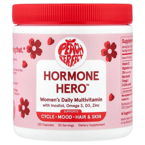 Peach Perfect, Hormone Hero™, 여성용 일일 종합비타민, 캡슐 120정 상세 이미지