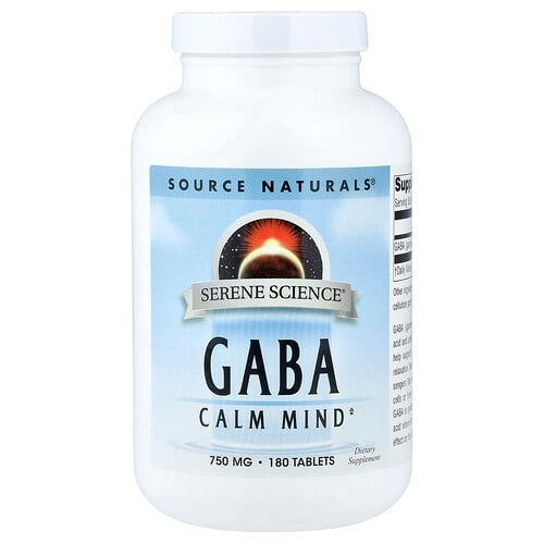소스 네츄럴 Source Naturals, Serene Science®, GABA, 750mg, 180정 상세 이미지