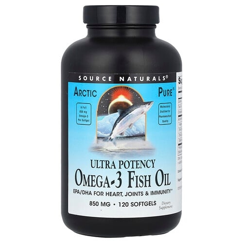 소스 네츄럴 Source Naturals, Arctic Pure® 오메가3 피쉬 오일, 울트라 효능, 850mg, 소프트젤 120정 상세 이미지