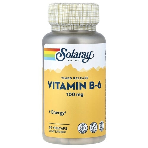 소라레이 Solaray, 서방형, 비타민B6, 100mg, 베지 캡슐 60정 상세 이미지