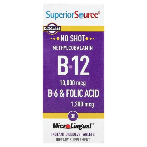 슈프리어 소스 Superior Source, B-12, B-6 및 엽산, MicroLingual® 즉시 용해되는 정제 30정 상세 이미지
