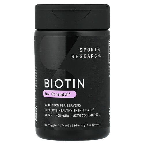 스포츠 리서치 Sports Research, 비오틴, 10,000mcg, 베지 소프트젤 30정 상세 이미지