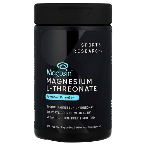 스포츠 리서치 Sports Research, Magtein®, 마그네슘 L-트레온산, 베지 캡슐 180정(캡슐 1정당 666mg) 상세 이미지