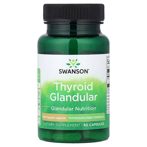 스완슨 비타민 Swanson Vitamins, 갑상선 분비선, 200mg, 캡슐 60정 상세 이미지