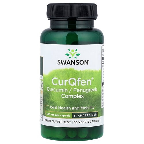 스완슨 비타민 Swanson Vitamins, CurQfen® 커큐민/호로파 복합체, 표준화, 500mg, 베지 캡슐 60정 상세 이미지