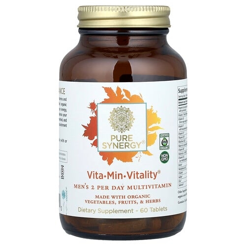 퓨어 시너지 Pure Synergy, Vita-Min-Vitality®, 남성용 2 퍼 데이 종합비타민, 60정 상세 이미지