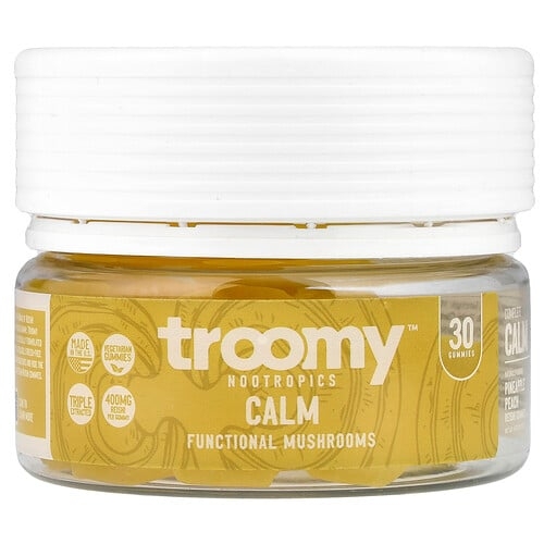 Troomy Nootropics, Calm, Functional Mushrooms Gummies, Pineapple Peach, 30 Gummies, 4.76 oz (135 g) 상세 이미지