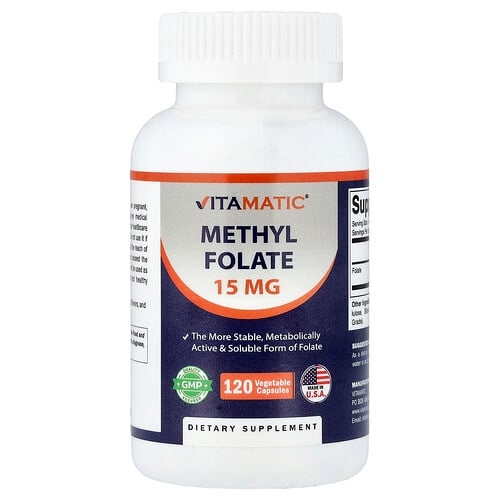 비타매틱 Vitamatic, 메틸엽산, 15mg, 베지 캡슐 120정 상세 이미지
