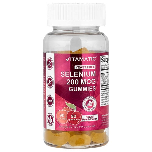 비타매틱 Vitamatic, 셀레늄 구미젤리, 설탕 무함유, 천연 복숭아, 200mcg, 구미젤리 90개 상세 이미지