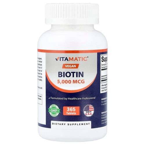 비타매틱 Vitamatic, 비건 비오틴, 5,000mcg, 365정 상세 이미지