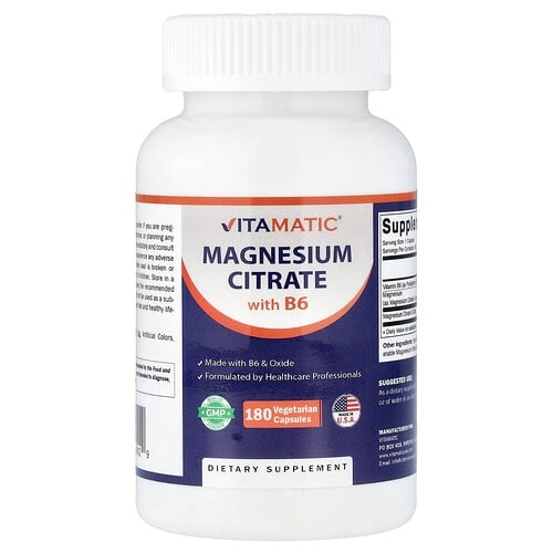 비타매틱 Vitamatic, 마그네슘시트레이트, B6 함유, 베지 캡슐 180정 상세 이미지