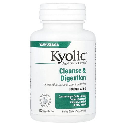 쿄릭 Kyolic, Aged Garlic Extract™, 정화 및 소화 기능, 포뮬라 102, 베지 정제 100정 상세 이미지