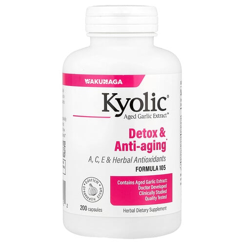 쿄릭 Kyolic, Aged Garlic Extract™, 디톡스 및 안티에이징, 포뮬라 105, 캡슐 200정 상세 이미지
