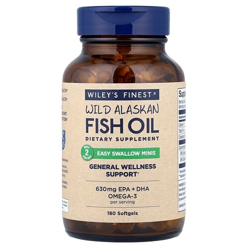 윌리스 파이니스트 Wiley's Finest, 자연산 알래스카 피쉬 오일, 삼키기 쉬운 미니 소프트젤, 소프트젤 180정 상세 이미지