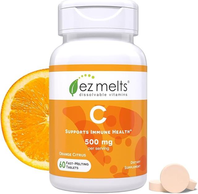 EZ Melts, 용해성 비타민 C 500mg, 무설탕, 1개월 분량 - 1팩