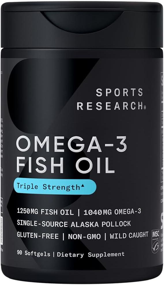 오메가-3 야생 알래스카 피쉬 오일 (캡슐 당 1250mg) 트리글리세라이드 EPA & DHA | 심장, 뇌 & 관절 지원 | IFOS 5성급 인증, 비 GMO & 글루텐 프리 상품 이미지