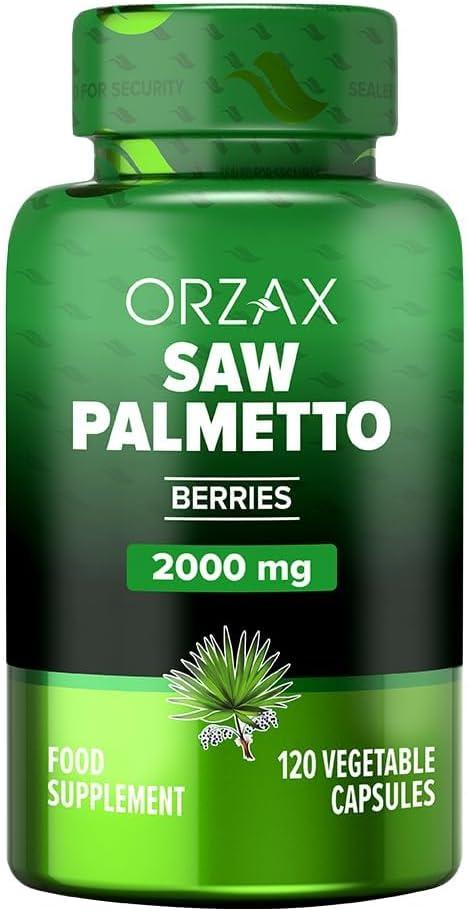 ORZAX 전립선 보충제 (소팔메토 추출물 2000mg 함유) - 남성용 - 모발 및 요로 건강 지원 - 식물성 캡슐 120정 - (120일분)