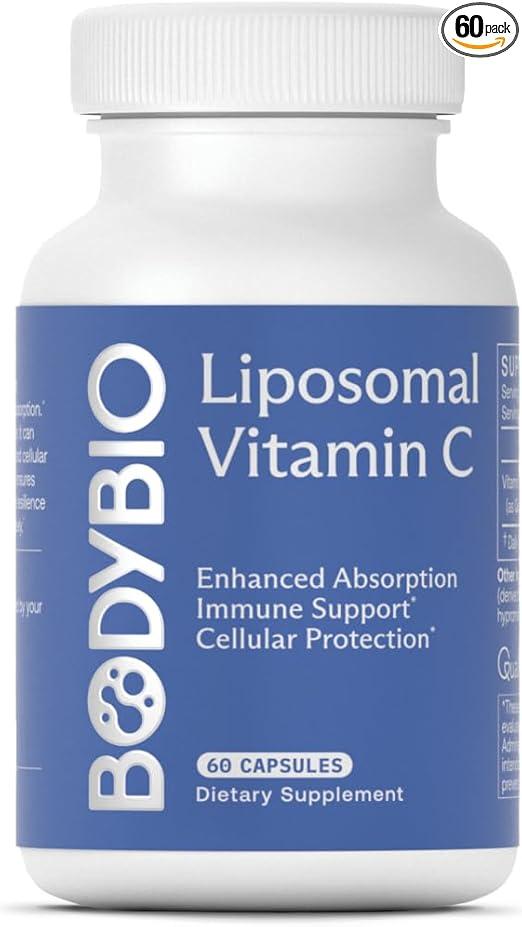 BodyBio 리포솜 비타민C - 면역 지원 및 세포 건강을 위한 강력한 항산화제, 최대 흡수를 제공하는 순수 아스코르브산