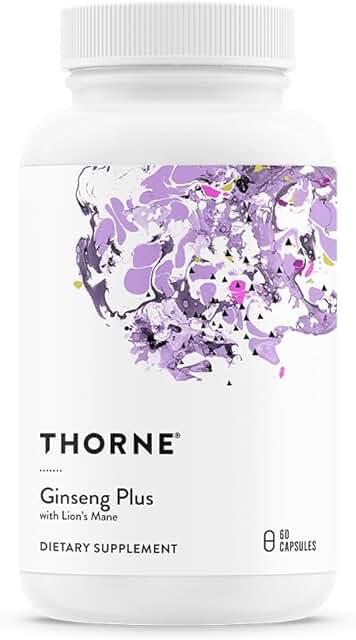THORNE - 인삼 플러스 - 집중력, 인지, 기억력 및 스트레스에 대한 탄력성 지원* - 한국 홍삼, 사자 갈기 및 그리스 산 차 포함 - 콩, 글루텐 및 유제품 프리 - 60캡슐 상품 이미지